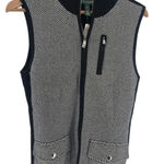 Ralph Lauren Lauren ‎ Herringbone Black Ivory Zip Sweater Vest Petite Large Photo 0