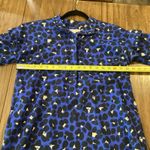 Ann Mashburn  Animal Print blue Leopard Popover cotton long sleeve mini Dress XS Photo 5