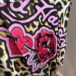 Ed Hardy  Leopard Print Scarf with Pink Rose Design Photo 5