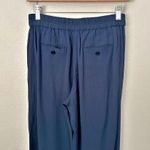 Massimo Dutti | Wide-leg Trousers With Darts Pleats Navy Blue Viscose | Size 4 Photo 4