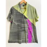 Jamie Sadock Women's Top Golf Tennis Ribbed Green Yellow Purple XL Quarter Zip Photo 0