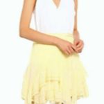 Ulla Johnson  lace trimmed ruffled embroidered cotton blend skirt Yellow Photo 2