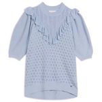 Ted Baker  Bernise Ruffled‎ Pointelle Knit Top Women's 2 Blue Career Dainty Fairy Photo 2