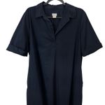 Chico's  Collared Short Sleeve Shirt Dress Navy Blue Sz 3 US 16 / 18 Knee Length Photo 1