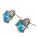 Vintage Judith Jack Sterling Earrings Natural Blue Topaz Triangle Hallmark Rare Photo 2