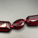 Cranberry red beaded 2 strand statement necklace 17” Photo 3