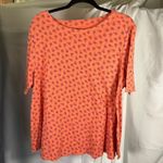 J Jill Pima Slub Elbow Sleeve Tee XL Coral Floral Print Cotton‎ Top Classic Orange Photo 7
