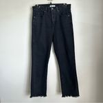 Loft High Waist Straight Crop Jeans Women’s size 28/6, Black with Frayed Hem Photo 1