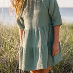 ALICE WALK The Organic Cotton Gauze Puff Sleeve
Dress Triple Gauze In Sage Sz Lg Green Photo 0
