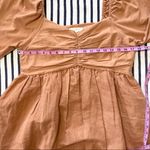 Anthropologie Forever That Girl Puff Shoulder Babydoll Linen Blend Mini Dress in Dusty Rose Photo 5