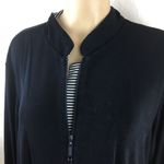 Chico's Chico’s Travelers Black & White Zip Up Stripe Collar Long Sleeve Jacket L 2 Photo 4