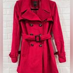 The Limited  Red Wool Belted Pea Coat Photo 5