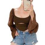 Urban Outfitters NWT Crop Top Cut-out Brown Sz Small Photo 3