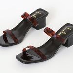 Lulus Fallyn Tortoise Brown Vinyl Strappy Open Toe Mule Sandal Sz 8 Photo 0