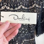 Darling London New Black Floral Lace Over Nude Lining Midi Dress A178 Size 14 Photo 4