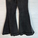 Forever 21 Pants Women 27 Black Denim Jeans Mega Flare Raw Hem Cotton Button Fly Photo 5