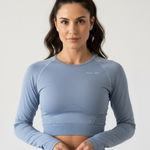 Peachy Bunz Athletic Active Wear Blue Long Sleeve Workout Crop Top Size undefined Photo 0