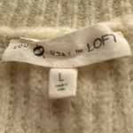 Loft  Lou &‎ Grey Cream Knit Sweater with Purple Dot Embellishments Size L Photo 2