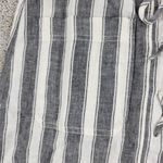 Madewell  Skirt Womens 4 Gray White Linen Blend Lace Up Striped Pockets Mini Photo 8