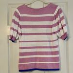 NWT Marble Striped Short Sleeve Sweater Balloon Sleeve Small Pink Photo 1