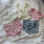 SheIn Crop Tops Set - White, Cream, Pink, Blue Floral Photo 1