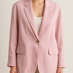 ZARA Blazer Women’s XS Pale Pink Linen Blend One Button Suit Jacket Photo 0