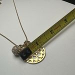 Coach Designer Signed Rhinestone Bead Gold Disc C Logo Gold Tone Necklace Photo 3