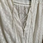 WAYF White Long Sleeve Lattice Trim Floral Eyelet Shorts Romper Small Photo 3