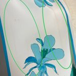 Vintage Vera Neumann Scarf Floral Rectangular White Bright Blue‎ Delicate Long Blue Photo 3