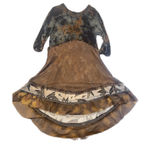 Mezon Boho Layered Dress M Brown Patchwork Sheer Hem Art to Wear Festival‎ Size M Photo 0