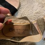 Eric Michael ‎ Sandal Size 40 Strappy Elastic Made In Spain Gold Black Wedge Photo 8