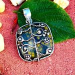 Ocean Sea Jasper Silver Ethnic Handmade Pendant Green Photo 0