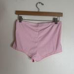 Ribbed Knit Lounge Set Womens Medium Pink Crop Top Shorts Button Stretch Casual Photo 4