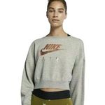 Nike  Air Rose Gold Logo Metallic Grey Crop Sweatshirt Size Medium. Photo 0