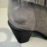 Joie  Loren Fringe Gray Suede Chunky Heel Booties Size 38 Western Boho Photo 6