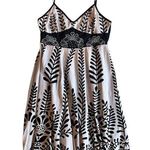 Magic 2000s Black & White Floral Embroidered Midi Dress Sundress Full Skirt Sz M Photo 0