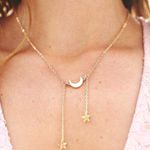 Boho Moon And Stars Necklace Gold Photo 0