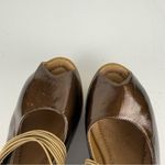 Gazith Brown Patent Leather Wooden Platform Sandals Size 8.5 Photo 7