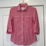 American Eagle Outfitters Favorite Shirt pink Striped Button Down Shirt size 6. Photo 0