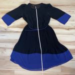 Alyx Limited Blue & Black SheerDress Belt Waist Button Back Size 6 Photo 11