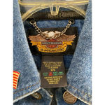 Harley Davidson  Blue Motorcycle Button Up Ombré Denim Vest Size XS Photo 1