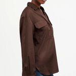 Madewell Utility Long Sleeve Popover Shirt Dark Carob Stretch Cotton XXS NWT Photo 1