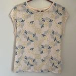 Ted Baker Cream and Blue Floral Short Sleeve Nineta Top. Size 2 Photo 0