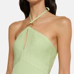 Jonathan Simkhai Tabitha Compact Rib Halter Tie Mini Dress in Pear Green Size M Photo 2