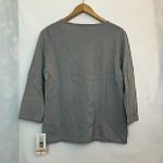 Allison Daley NEW NWT  Gray Sweater 3/4 Sleeve Stripe Knit Cotton PETITE PS SP Photo 5