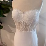Lulus | Exquisitely Sultry White Lace Strapless Bustier Midi Dress Size M Photo 2