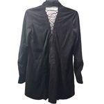 Simply Noelle Black Drape Front Cardigan with Lace-Up Sleeves Open Front Size XS Photo 1
