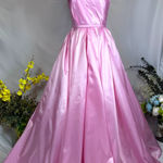 Mac Duggal  One Shoulder Large Bow Pleated Gown Ice Pink 2 Photo 0