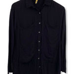 Free People  Black Long Sleeve Mixed Media‎ Shirt XS Photo 0