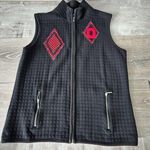 Karen Scott Ohio State Buckeyes Black Quilted Full Zip Vest OSU Patchwork Logo Red Size M Photo 0